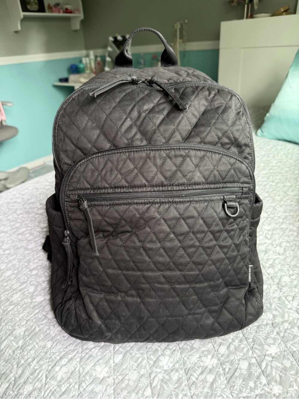 Vera Bradley Large Bancroft Backpack Black Moonless Night Premium Cotton